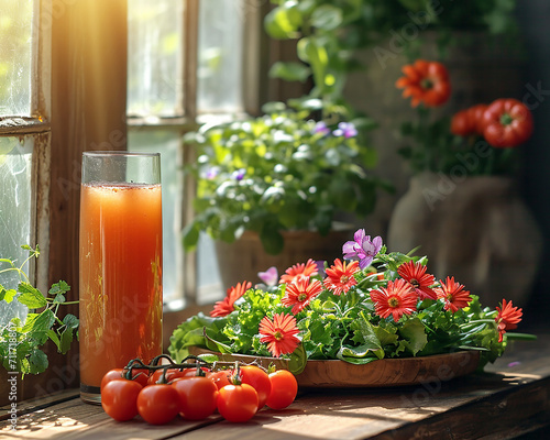 A large beautiful plate of vegetable salad