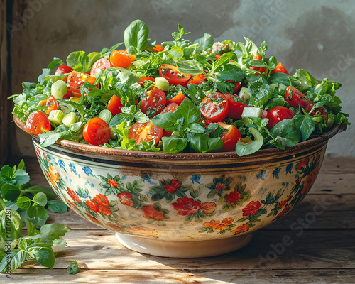 A large beautiful plate of vegetable salad