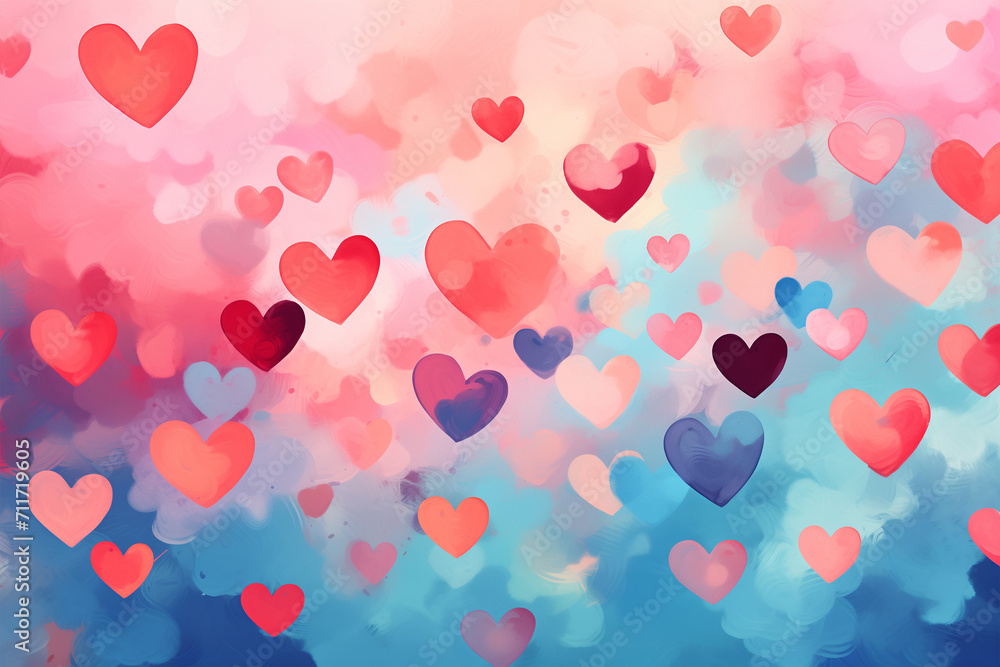 Cute romantic print on a background of hearts. Valentine's day concept. Cute romantic print on a background of hearts. Valentine's day concept.