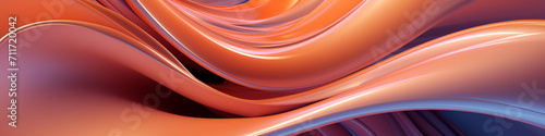 calm wavy colorful banner 3D abstract render, orange peach