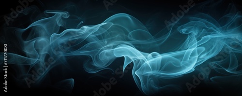 Empty dark background with cyan smoke