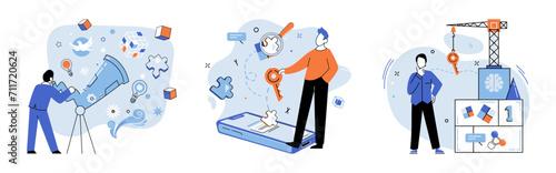 Startup idea. Vector illustration. With careful planning and execution, successful startup ideclead to significant accomplishments, both for entrepreneurs and society they serve startup