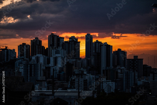 Skyline in a sunset of Belo Horizonte  Minas Gerais  Brazil