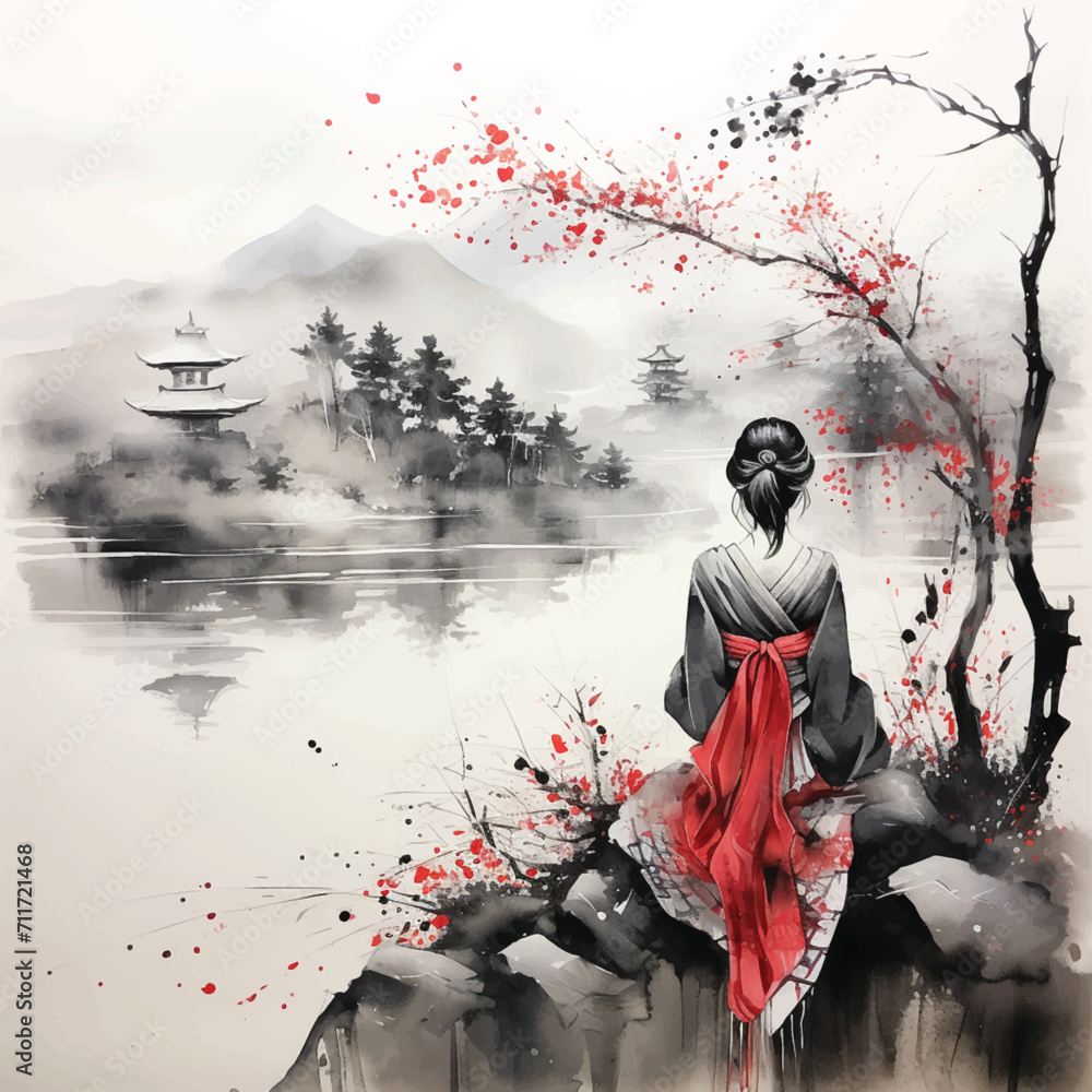 Japanese screen painting japanese ai art abstract alcohol ink art musou