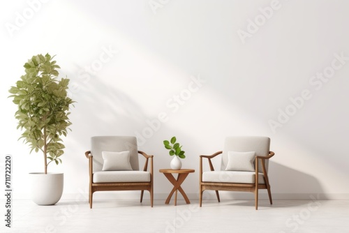 Minimalist living room  furniture  potted plant  minimalist background