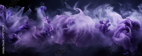 Empty dark background with lavender smoke