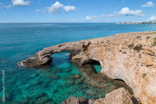 The bridge of love. Natural stone bridge near Ayia Napa on Cyprus. Mediterranean sea. 