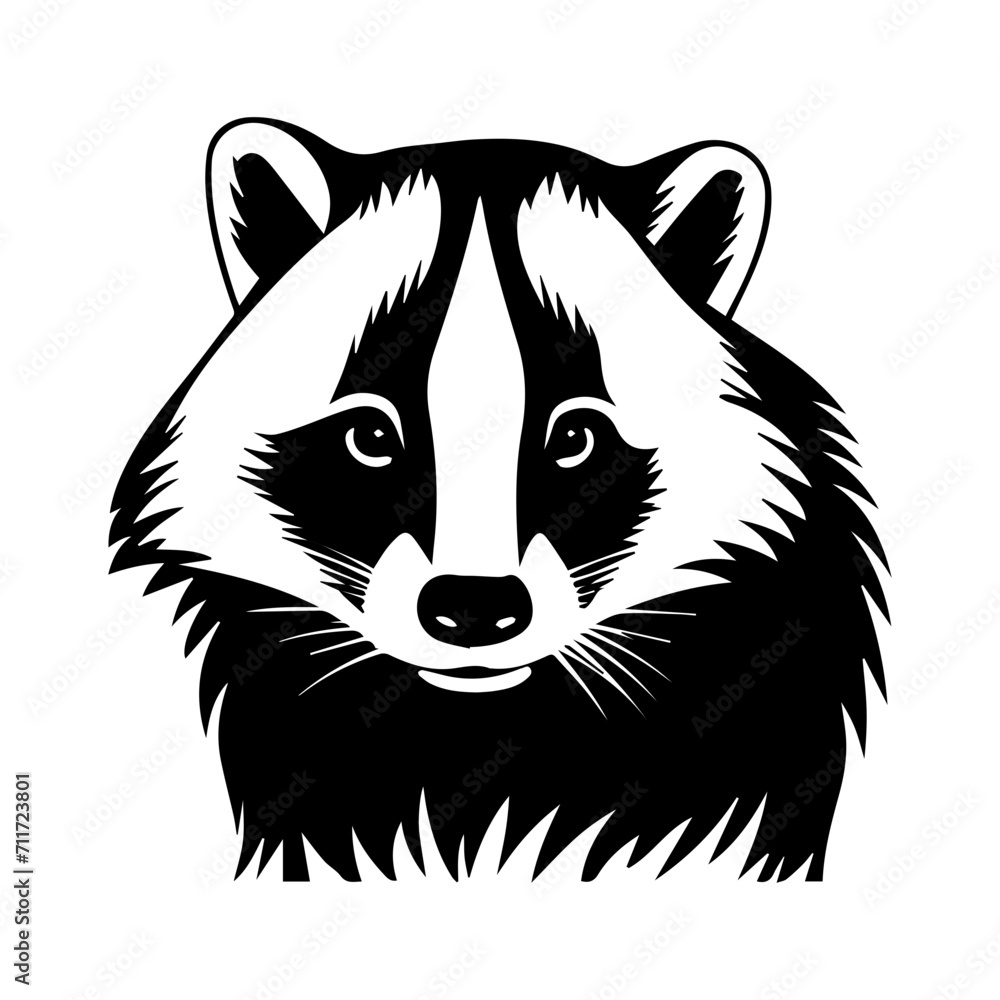 Obraz premium badger standing black silhouette logo svg vector, badger icon illustration.