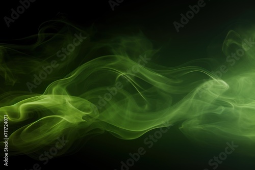 Empty dark background with olive green smoke