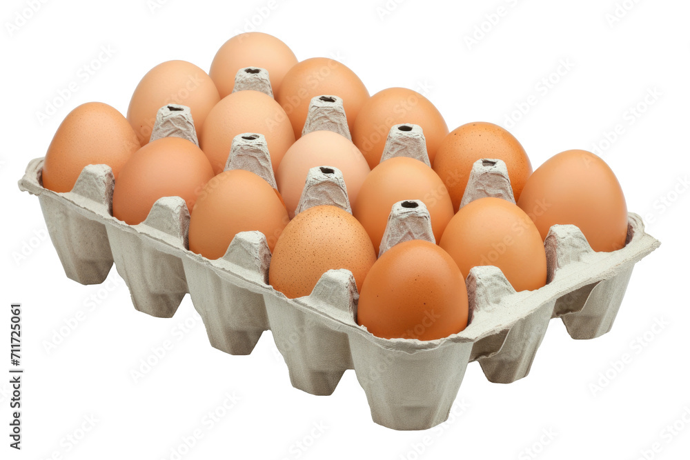 Eggs in carton isolated on transparent or white background, no shadows, 15 eggs Eggs in carton isolated on transparent or white background, no shadows, 15 eggs