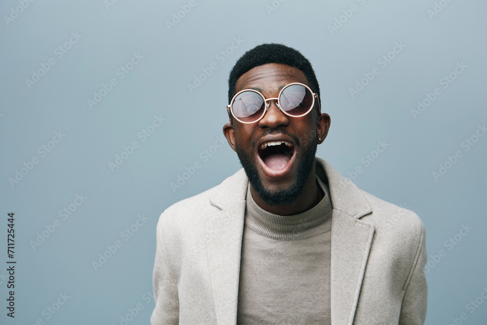 style man african fashion black copy jacket portrait model space stylish american american style man african fashion black copy jacket portrait model space stylish american american