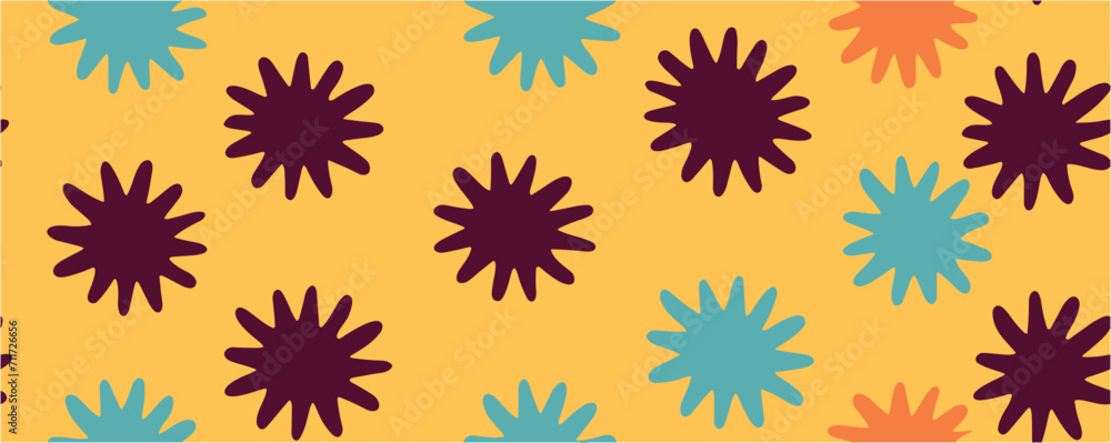 Orange fresh floral vector background. Indian ornament, kaleidoscopic floral pattern. Doodle seamless pattern baby set with cartoon elements. Beautiful abstract seamless repeating pattern. Orange fresh floral vector background. Indian ornament, kaleidoscopic floral pattern. Doodle seamless pattern baby set with cartoon elements. Beautiful abstract seamless repeating pattern.