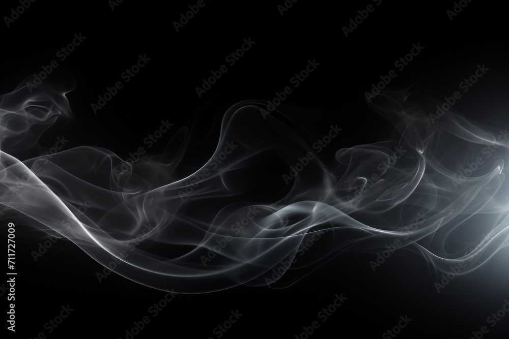 Empty dark background with silver smoke