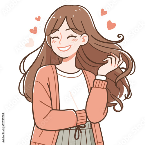 Happy young woman posing flat illustration