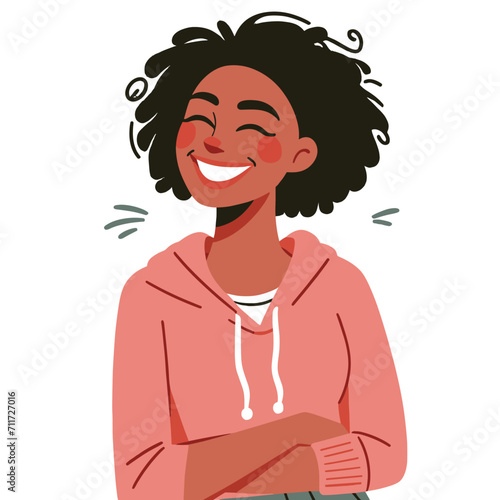 Happy young woman posing flat illustration
