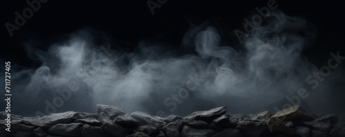 Empty dark background with slate smoke