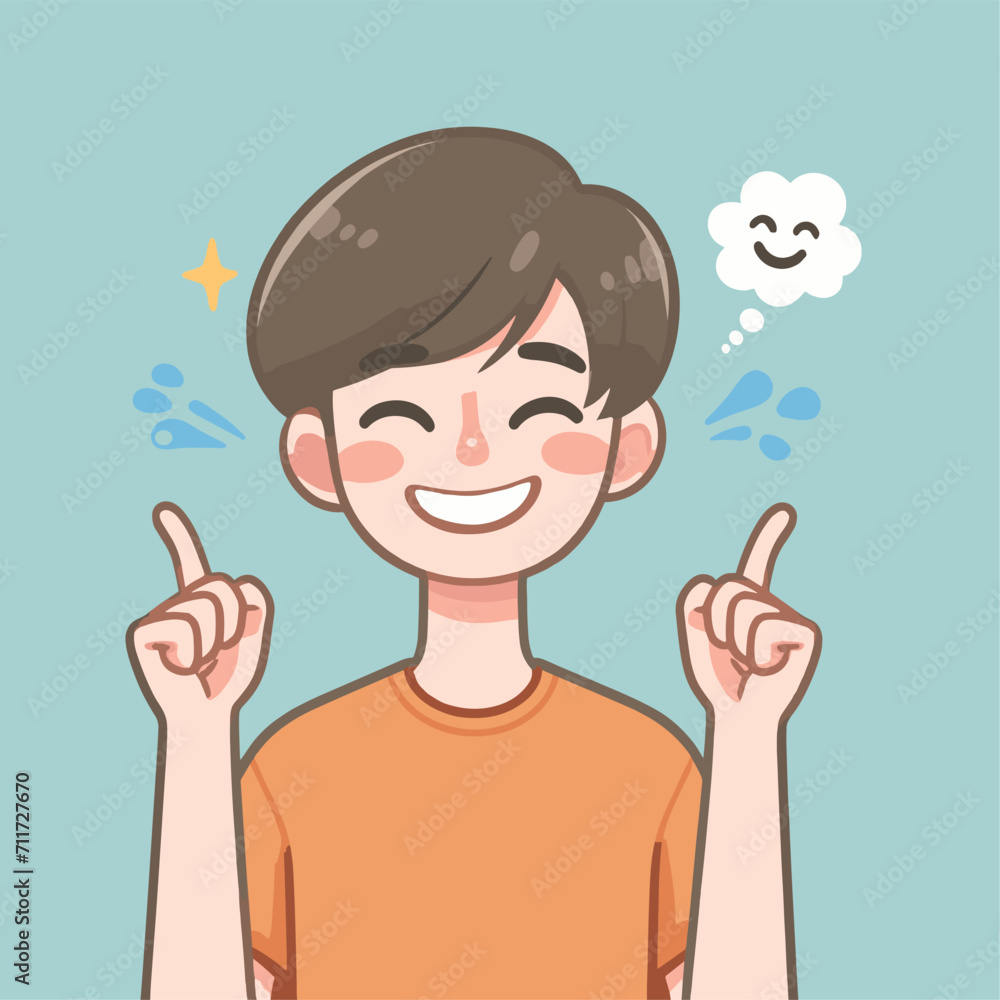 Happy young man posing flat illustration