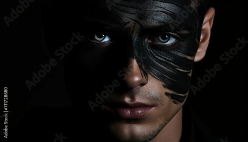 handsome guy with artistic black shadow on his