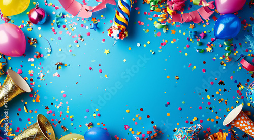 Colorful Celebration: Vibrant Party Background with Balloons and Confetti - carnivals - background - festivity 