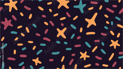 Vector eps8 illustration. Element of design. Bauhaus style banner with simple shapes. Sprinkle vector seamless pattern background. Vector illustration, easy to edit. photo