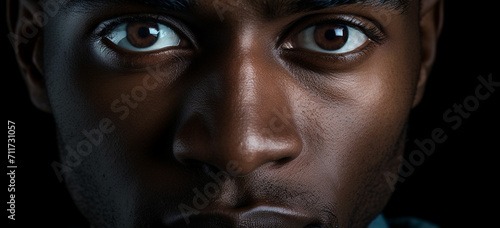 half face handsome african american man staring photo
