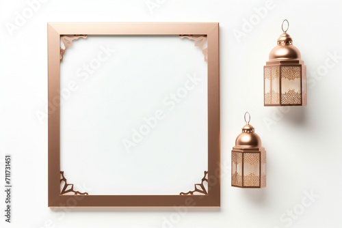 Empty Ramadan celebration frame on white background Generative Ai