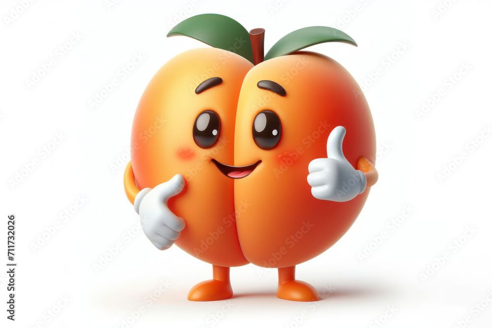 3d Apricot character with a smiling face on a white background. ai generative 3d Apricot character with a smiling face on a white background. ai generative
