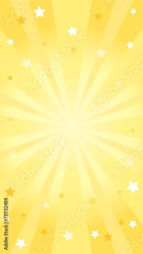 黄色のグラデーションと星を散りばめた集中線の背景 縦 比率9:16