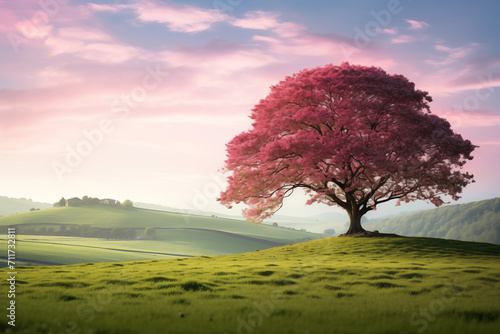 a cherry blossom tree in a field © Vincent