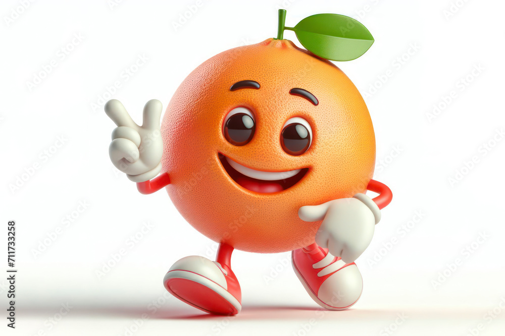 3d Grapefruit character with a smiling face on a white background. ai generative 3d Grapefruit character with a smiling face on a white background. ai generative