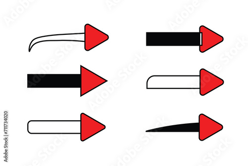 Sets of arrow icon vector red black and white colour contrast
