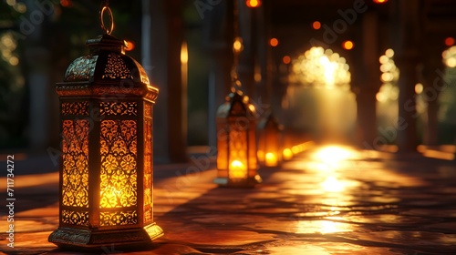Lantern on the street at night, Ramadan Kareem's background