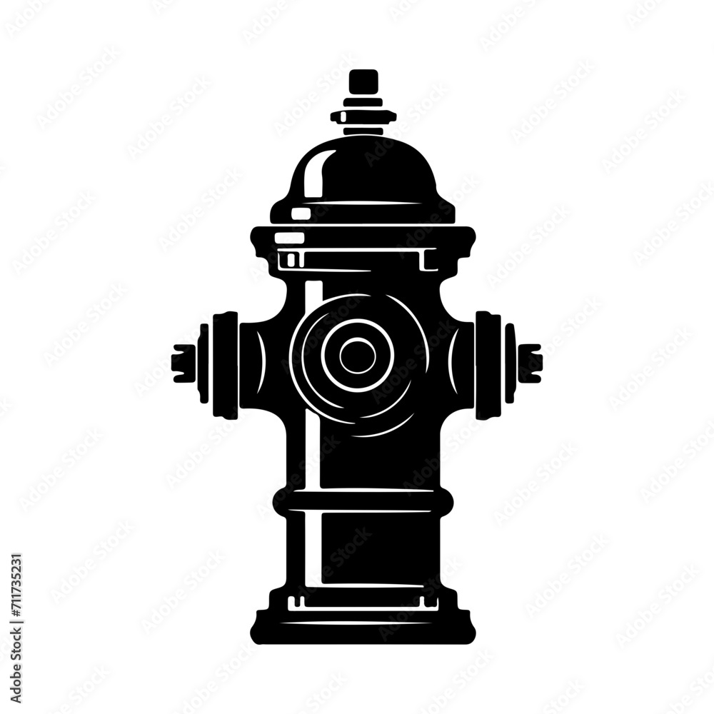 Fototapeta premium fire hydrant icon illustration, fire hydrant black silhouette logo svg vector