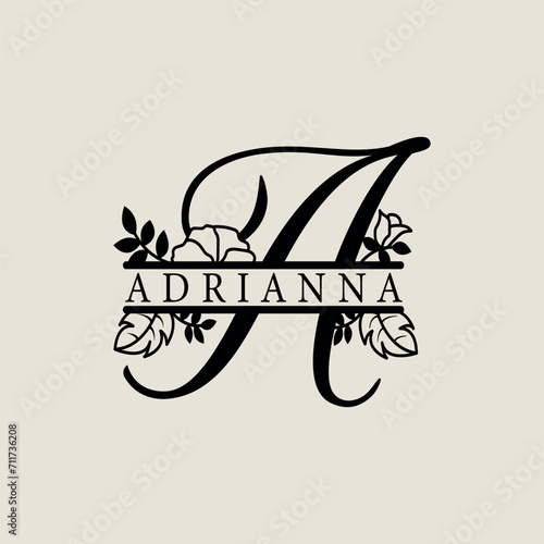 Split Alphabet letter A monogram logo design