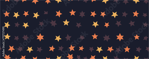 Festive Stars Wallpaper. Banner. Starry Sky Colorful Background. Summer marine seamless pattern with cute starfish. Designed for wallpaper, textile, wrapping, fabric.