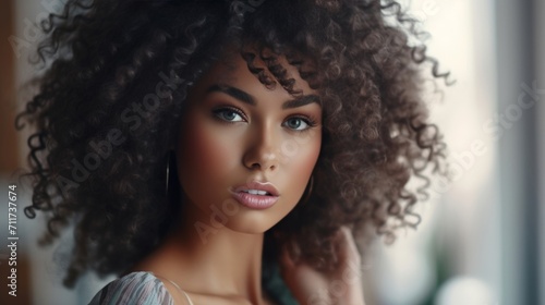 Beautiful african american woman with afro hairstyle.