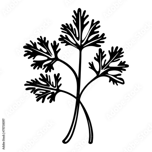 parsley icon illustration, parsley black silhouette logo svg vector