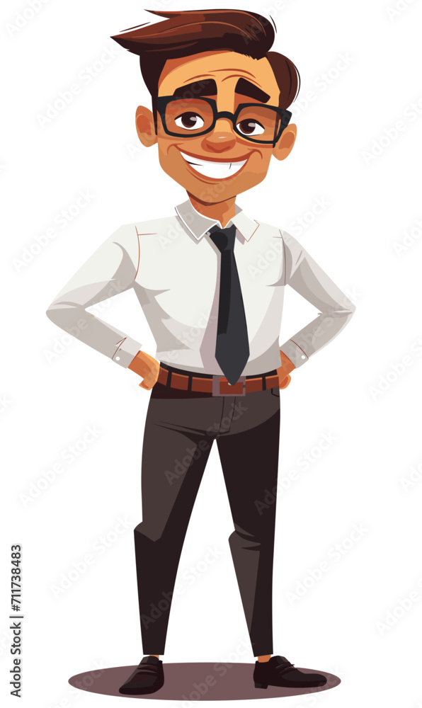 Obraz premium Happy male businessman office worker on white background, vector