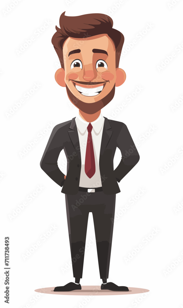 Happy male businessman office worker on white background, vector Happy male businessman office worker on white background, vector