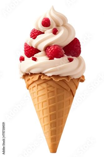 illustration of delicious ice cream in a cone on transparent background