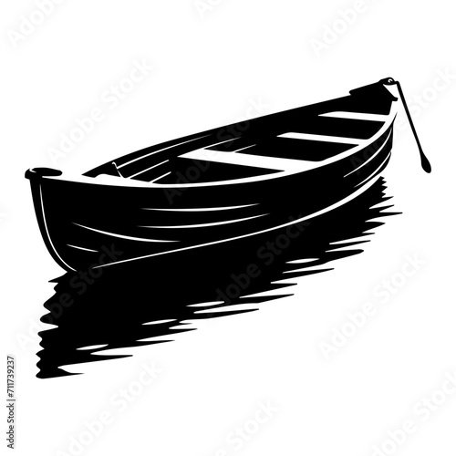 row boat icon illustration, row boat black silhouette logo svg vector
