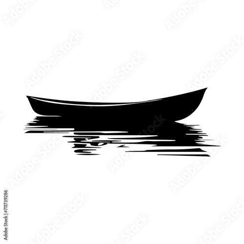row boat icon illustration, row boat black silhouette logo svg vector