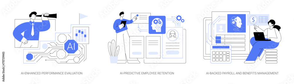 Artificial intelligence in HR abstract concept vector illustrations. Artificial intelligence in HR abstract concept vector illustrations.