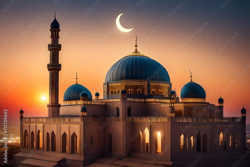 Beautiful Landscape mosque, Islamic background Mosque generated by AI