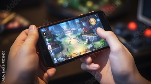 Gamer play game on smartphones