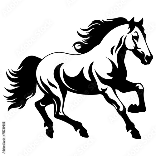 running mustang horses black silhouette logo svg vector  horses icon illustration.
