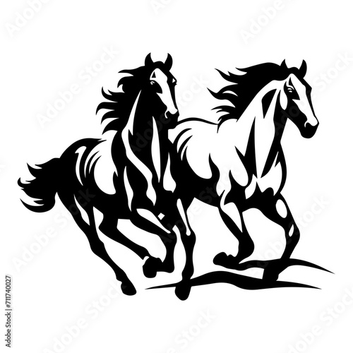 running mustang horses black silhouette logo svg vector, horses icon illustration.