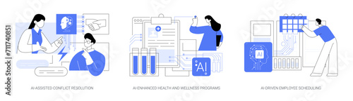 Artificial Intelligence in Human Resources abstract concept vector illustrations.