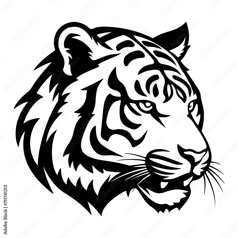 tiger black silhouette logo svg vector, tiger icon illustration.