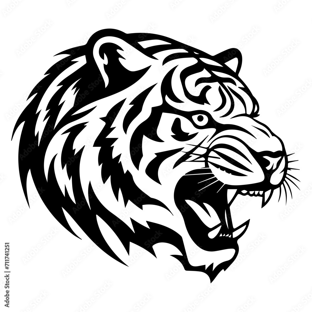 tiger black silhouette logo svg vector, tiger icon illustration. tiger black silhouette logo svg vector, tiger icon illustration.